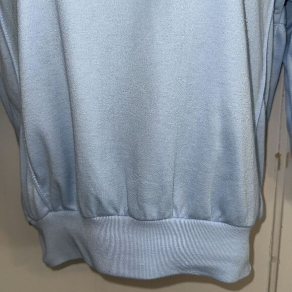 Vtg 70s/80s Sears Light Blue V Neck Polyester/Cotton Knit Top with 3/4 Sleeves - Picture 3 of 8